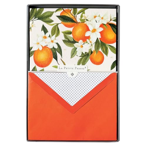 Graphique L’Orange Designer Cards Luxe Collection, Silver Foil Embossed Stationery Boxed Set, 10 Blank Cards with 11 Envelopes, All Occasion Greetings, 5.25" x 3.8" - color: L'orange