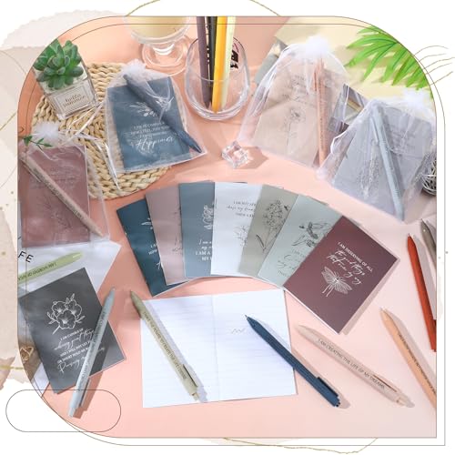 Mooliwe 48 Pcs Affirmation Notebooks Pens Bulk Gifts, Gratitude,Minimalist|Small Bags Included, Motivational Notepads for Women, Daily Affirmations Journal, Stress Relief Self-care, Employee Rewards - style: Minimalist