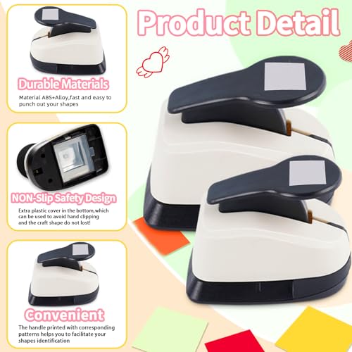 Square Hole Puncher Square Paper Punch Shape Punches for Paper Crafts 0.7 inch Papers Punches 1.5 Squares Punch 1.9 Crafts Puncher for Scrapbooking Card Making - size: 0.7+1.5+1.9 in
