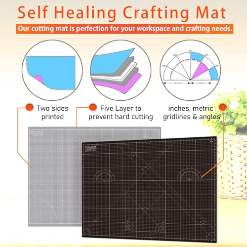 Self Healing Cutting Mat A3 12"x 18" Double Sided Black Mat - color: Black, size: A3 (12" x 18")