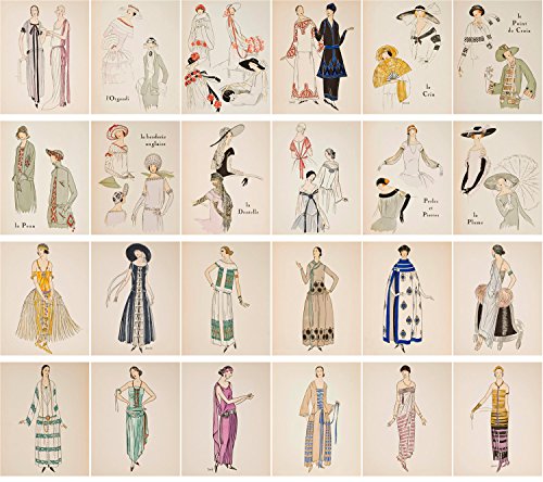 PIXILUV Vintage PostCards 24 pcs Vintage Fashion Dress Sketch Belle Epoque vol 1