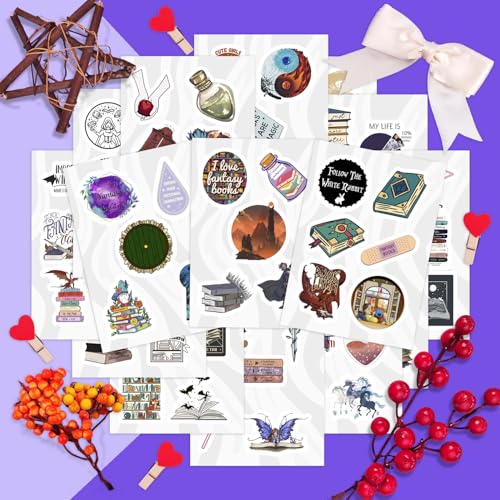 100Pcs Fantasy Book Stickers for Water Bottle and Laptop - Fantasy Book Party Favors & Decorations, Waterproof Vinyl Decals, Gifts for Women & Men - color: Fantasy Book Stickers
