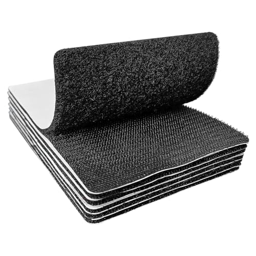 4x6 inch Hook and Loop Strips with Adhesive, Nylon Heavy Duty Hook and Loop Tape, Excellent Grip, Interlocking Tape,for Sewing, Crafting,DIY,Wall Adhesive Strips - 6 Sets - size: 6 Sets - 4 inch x 6 inch Black