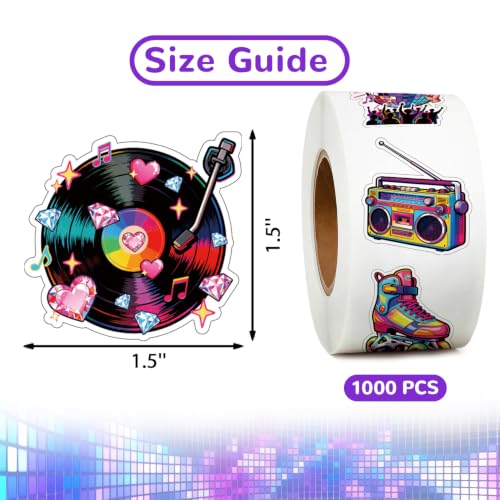 1000 Pcs 90s Retro Stickers, 1.5" Vintage 80s 90s Stickers for Water Bottles Scrapbook Book Waterproof Party Favors - color: 90s