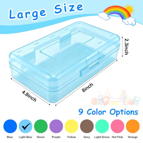 Pencil Box,Large Capacity Plastic Hard Pencil Case Crayon Box Bulk, Durable Plastic Clear Marker Organizer Plastic Containers with Snap Lid, Stackable Storage Boxes for Art Craft,Supplies,Clear Green - color: Clear Green