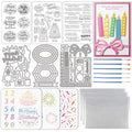 3 Set Happy Birthday Clear Stamps Cut Dies Painting Stencils Set - style: Happy Birthday