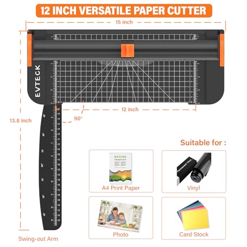 Evteck A4 Paper Cutter Slider Trimmer for Cardstock Photo Vinyl - color: Black