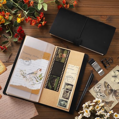 Thenshop Leather Travel Notebook 3 Inserts, Black, Stand Size - color: Black, size: Stand Size