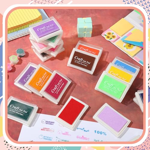 Jexine 30 Colors Stamp Pad Washable Stamp Ink Pad Craft for Kids Finger Print for Rubber Card Making, Stamping, Scrapbooking Best Gift for Kids
