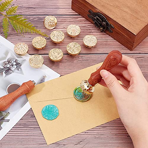 CRASPIRE Dragonfly Wax Seal Stamp - 25mm Vintage Removable Brass Head With Wooden Handle for Halloween, Wedding Invitations, Christmas, Thanksgiving Party Wrap - style: Dragonfly in Flower