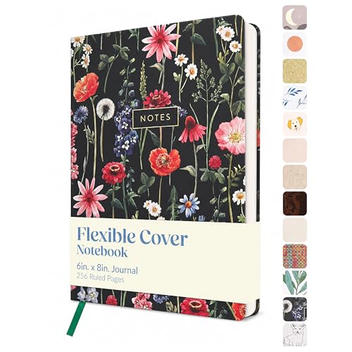 WORLD TRAVELER Eccolo A5 Lined Journal 256 Ivory Pages Lay Flat 6x8 - color: Multi Blossoms