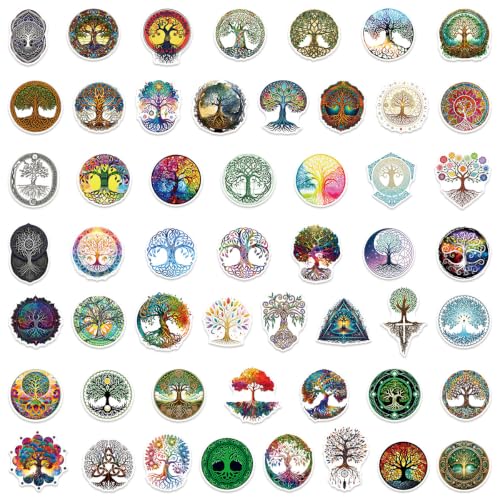 50Pcs Tree of Life Stickers, Nordic Boho Vinyl Decals - style: Tree of Life Stickers