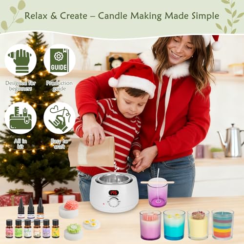 ZEROMX Candle Making Kit for Adult Beginners with Digital Wax Melting Pot - color: White Hot Plate