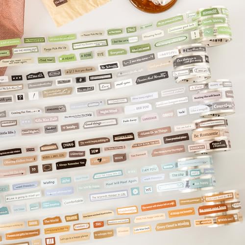 Words Pre-Cut Tapes Set, 6 Rolls Phrase Ephemera for Junk Journaling, Scrapbooking, Crafting, DIY Projects, Diaries, and Art Supplies - style: Love Letter