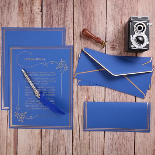 50 Pack Stationery Set with Envelopes, Blue, 8.5x11 Inches - color: Blue, size: 8.5x11 Inches