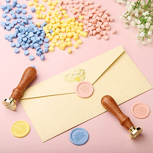 Yoption 360Pcs Dusty Pink Sealing Wax Beads, Sealing Wax Kit for Wax Seal Stamp, Hexagon Wax Seal Beads with 4Pcs Tea Candles and 2 Wax Seal Spoon - color: Dusty Pink