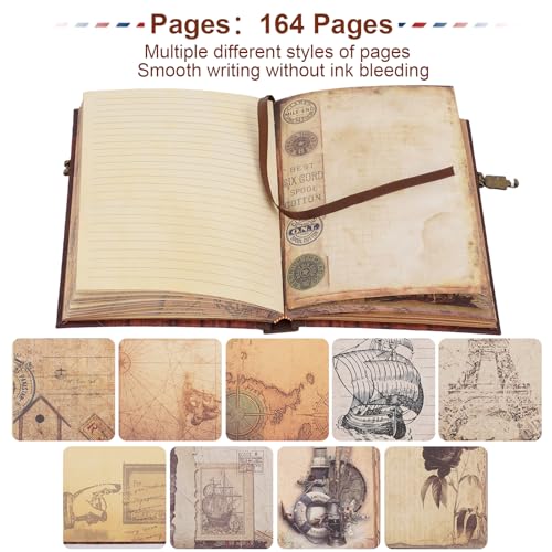 My Adventure Book Journal Scrapbook Album 164 Pages Retro Cowhide Cover Journal Travel Diary,3D Design DIY Handmade Travel Scrapbook Diary for Couples,Anniversary,Wedding,Valentines Day Gifts - color: 5inch-My Adventure Book