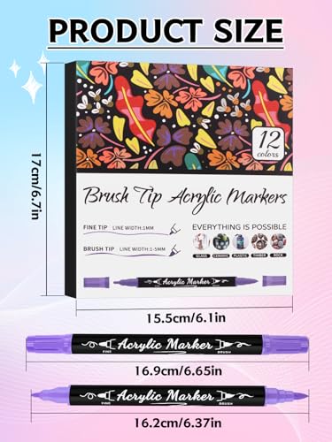 12 Color 3D Nail Art Pens Set, EBANKU Double-Tip Nail Point Graffiti Dotting Pen Drawing Painting Liner for DIY Nail Art Beauty for Christmas - color: Double Tips（B)