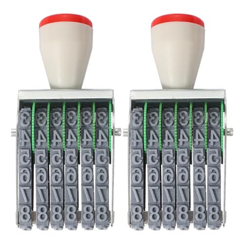 PATIKIL 6 Digits Roller Stamp, 2 Pcs Personalized 7.5mm Number 0-9 Symbol Rolling Stamp for DIY Stationery Scrapbooking Office Business, Gray - size: 6 Digits/7.5mm