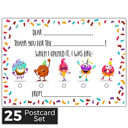 Fun & Easy Kids Fill in the Blank Thank You Postcards, 25 Card Set