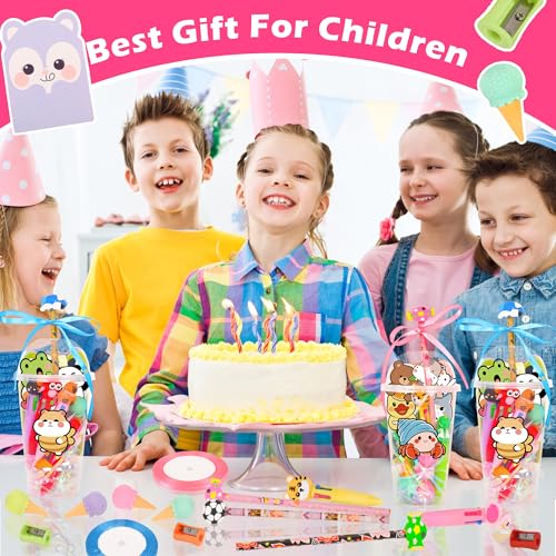LiYiQ 24 Set 247-Piece Stationery Set for Student Rewards, Pencil Erasers Notebook Stickers for Classroom Party Goodie Bags and Prizes