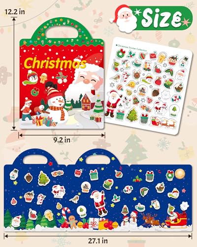 Benresive Reusable Sticker Book for Toddlers, Travel Stickers for Kids - style: Christmas