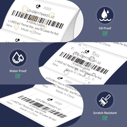L LIKED 4" x 2" Direct Thermal Labels, 750 Barcode Shipping Labels | Strong Adhesive, BPA Free, Block Old Information, Perforated, Compatible with Rollo, Zebra and Other Desktop Printers - size: 4"x2"-1 Roll