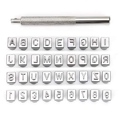 OwnMy 36PCS Leather Stamping Kit, Capital Letters and Numbers Stamps Set - size: 6mm - 36pcs