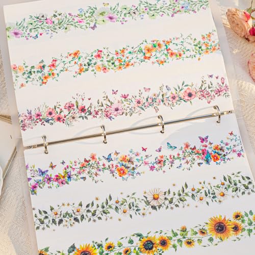 TIAMECH 6 Rolls Branch Vine Flower Sunflower PET Tapes - color: Branch Vine
