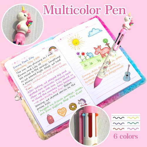 Diary for Girls with Lock and Keys, Journal School Travel Notebook Gift Set for Writing and Drawing,Multicolored Pen, Stickers, Birthday Gift for Girls (pink-butterfly) - color: pink-butterfly
