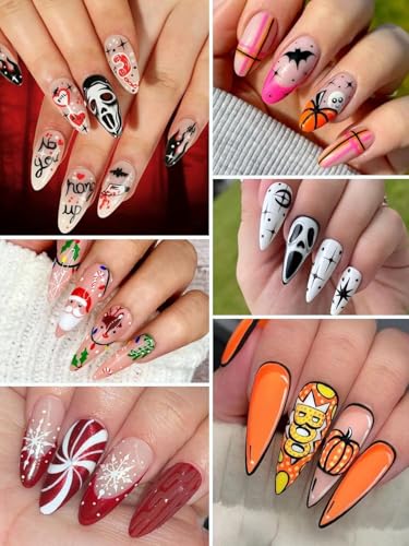 EBANKU 12 Color Nail Art Pens Set 3D 0.7MM Graffiti Acrylic Paint Nail Art Quick-Drying Nail Point Graffiti Dotting Liner Pen Sets for Home - color: 0.7MM