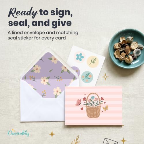 Decorably 32 Pack 4x6in Blank Floral Cards with Envelopes for All Occasions
