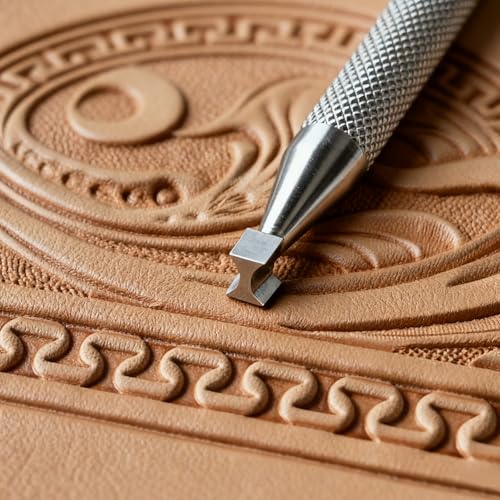 Hourglass Border Leather Stamps 304 Steel Leathercraft Staming Tool for Professional Carving DIY (Large,Smooth) - size: Large, style: Smooth