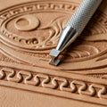 Hourglass Border Leather Stamps 304 Steel Leathercraft Staming Tool for Professional Carving DIY (Large,Smooth) - size: Large, style: Smooth