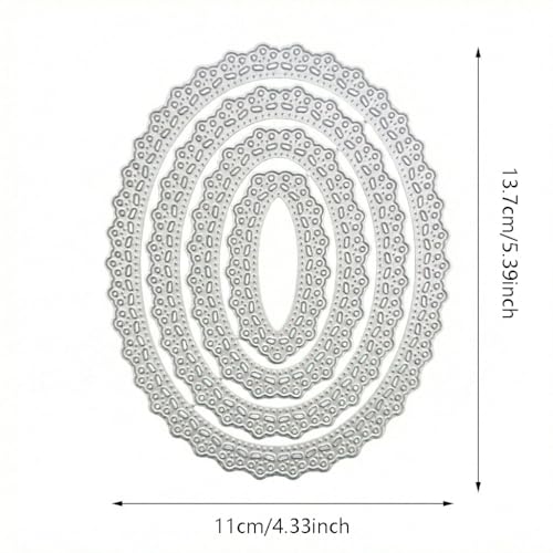 Oval Nested Border Die Cuts for Card Making, Flower Oval Lace Frames Carbon Steel Cutting Dies, Metal Die Cutting Mold, Scrapbooking Dies, DIY Etched Embossing Stencil for Craft - color: Silver-6Oval