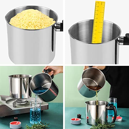 Teqooza Stainless Steel Candle Making Pouring Pot,2 Pounds Capacity Cup,Double Boiler Wax Melting Pot,Dripless Pouring Spout & Heat-Resisting Handle, Silver