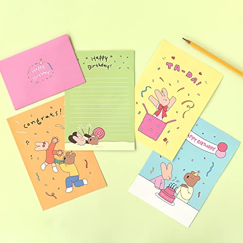 Monolike Happy and Lucky Birthday Letter Paper and Envelopes Set - 8Type, 32 Letter Paper + 16 Envelopes - color: Happy and Lucky Birthday