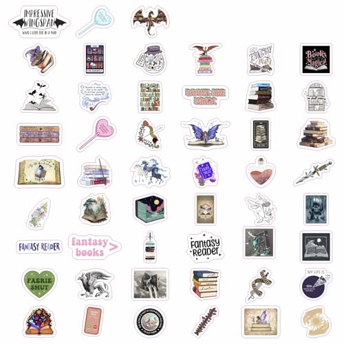 100Pcs Fantasy Book Stickers for Water Bottle and Laptop - Fantasy Book Party Favors & Decorations, Waterproof Vinyl Decals, Gifts for Women & Men - color: Fantasy Book Stickers