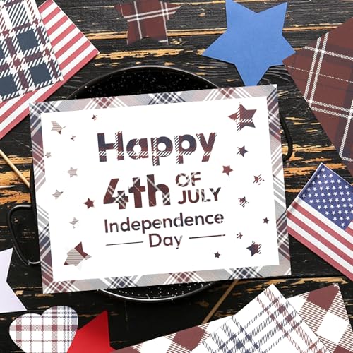 24 Sheets 4th of July Pattern Scrapbook Paper, 11.8x11.8 Inch Double-Sided Print Patriotic Plaid Patterned Decorative Craft Paper, Scrapbook Specialty Papers for Card Making Photo Album Decor - color: WW094GWMGDLR
