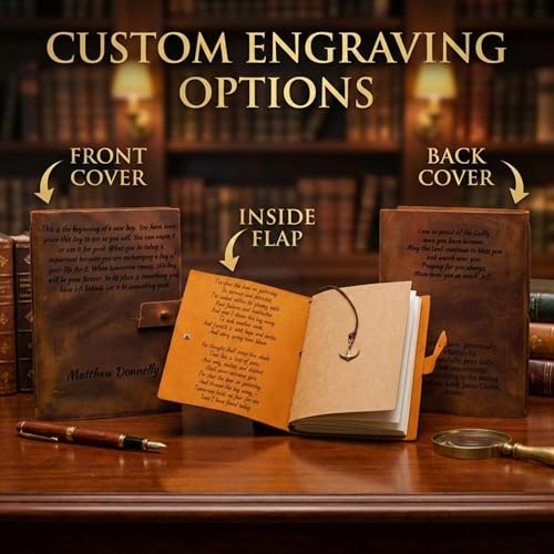 Personalized Leather Journal – Custom Engraved Refillable A5 Notebook