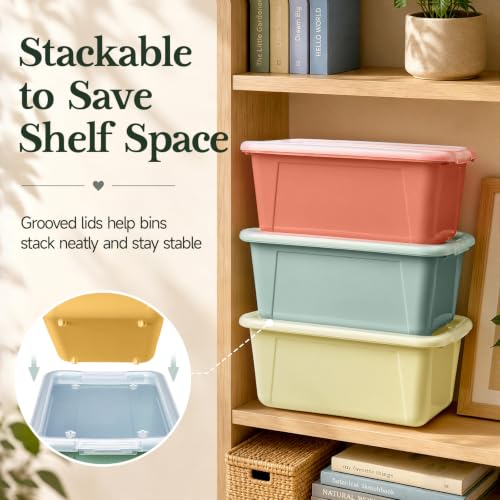 GAMENOTE 6 Qt Storage Bins with Lids, Morandi 6 Pack, Stackable Boxes - color: Morandi