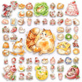 100 Pcs Cute Food Stickers, Transparent Cartoon Animal Stickers - color: Cat & Food-themed Stickers