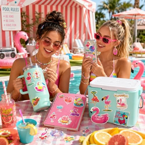 Flamingo Stickers 50Pcs for Water Bottles Scrapbook, Party Favors - style: Flamingo Stickers