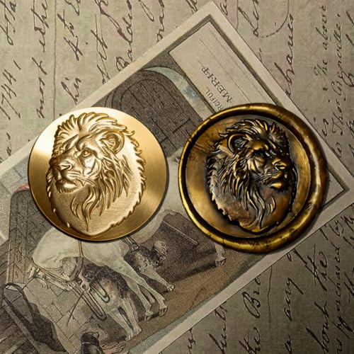 Mceal Wax Seal Stamp Head, 3D Embossed Relief for DIY Crafts, Wedding Invitations, Gift Wrapping,Animal Pet & Beasts Collection-Lion - style: Lion