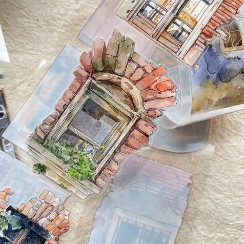 Seahorse Forest Vol9 A53 The Story of Between the Doors,Pre-Cut Scene Clear PET Washi Tape Stickers,for Scrapbook Supplies,Scrapbook Tape Stickers,Junk Journal Supplies - style: Clear PET