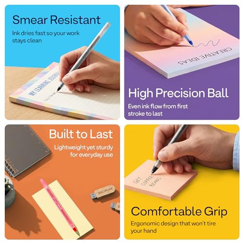 Enday Pens Ballpoint, Long Lasting Ink Pens Bulk 240 Pack (100 Black, 100 Blue & 40 Red), Smooth and Consistent Writing Pens, Medium Point (1.0mm) Flexible Round Barrel for Writing Comfort - color: Black, Blue & Red