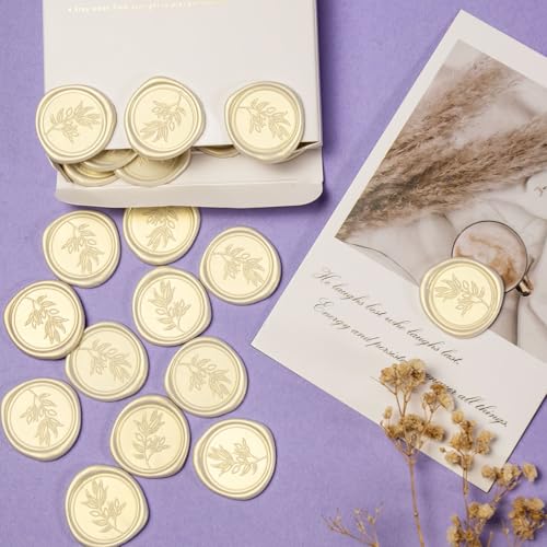Pollize 50Pcs Wax Seal Stickers, Wedding Invitation Envelope Stickers - color: Ivory White