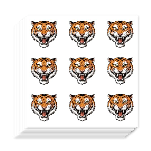 AHANDMAKER 180 Pieces Self-Adhesive Roaring Tiger Stickers, 9 Styles Tiger Head Decal Stickers 1 Inch Cartoon Decals for Album Arts Planner Calendar Scrapbooking Crafting Bag Decor - style: Roaring Tiger