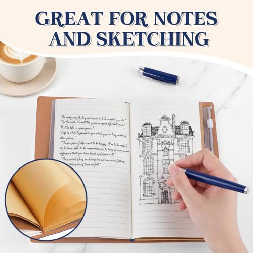 New Mom Gifts - Blue “Funny Things My Kids Said” Leather Journal with Pen - color: Blue