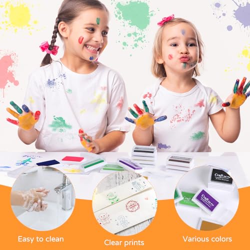 CCINEE Stamp Ink Pads, 15 Colors Craft Ink Pad Washable for Kids DIY Paper Wood Fabric Scrapbook Supplies Rubber Stamps Finger Printing and Card Making